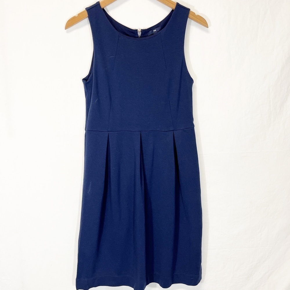 Gap Navy A - Line Tank Dress Pleating Cotton Blend Academia School Girl Size 8